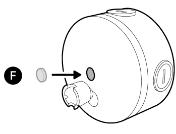 Illustration to show covering the center screwhole with the included plug.