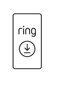 Illustration showing to download the Ring App on the mobile device.