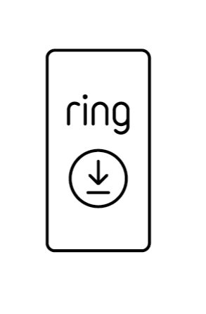 Illustration showing to download the Ring App on the mobile device.