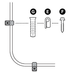 An example of the provided screws and anchors for installing the power cable screws on a wall.