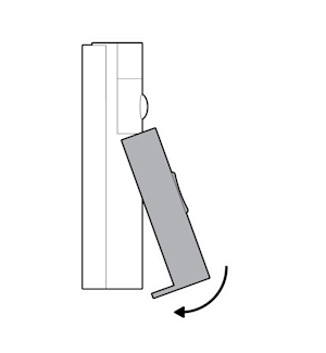 Image to show sliding the faceplate into the slot under the camera and swinging down the bottom of the faceplate until it clicks into place.