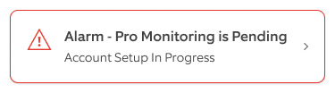 Red alert banner showing Pro Monitoring setup is pending.