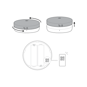 Illustration showing to scan the QR code on the Flood and Freeze Sensor.