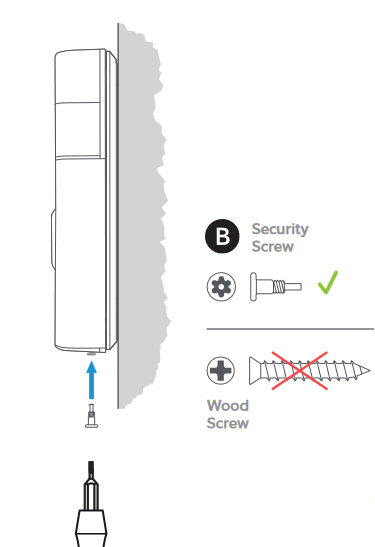 Securing Ring Video Doorbell (2nd Generation) with security screw.