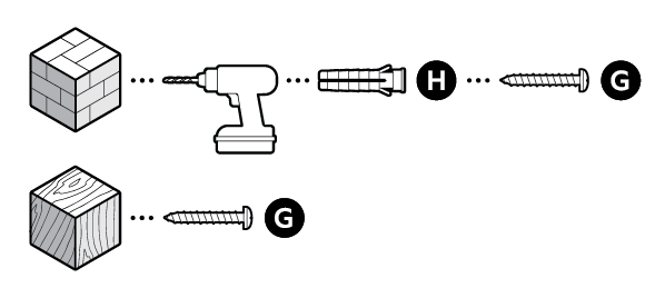 Illustration to show installation of junction box on wood or masonry.
