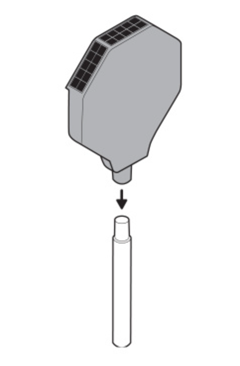 Illustration showing to attach the Ring Beacon sign to the pole for installation.