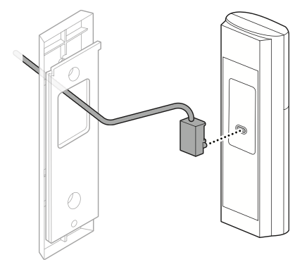 Illustration showing how to connect the USB-C cable and doorbell wiring to the back of your doorbell.