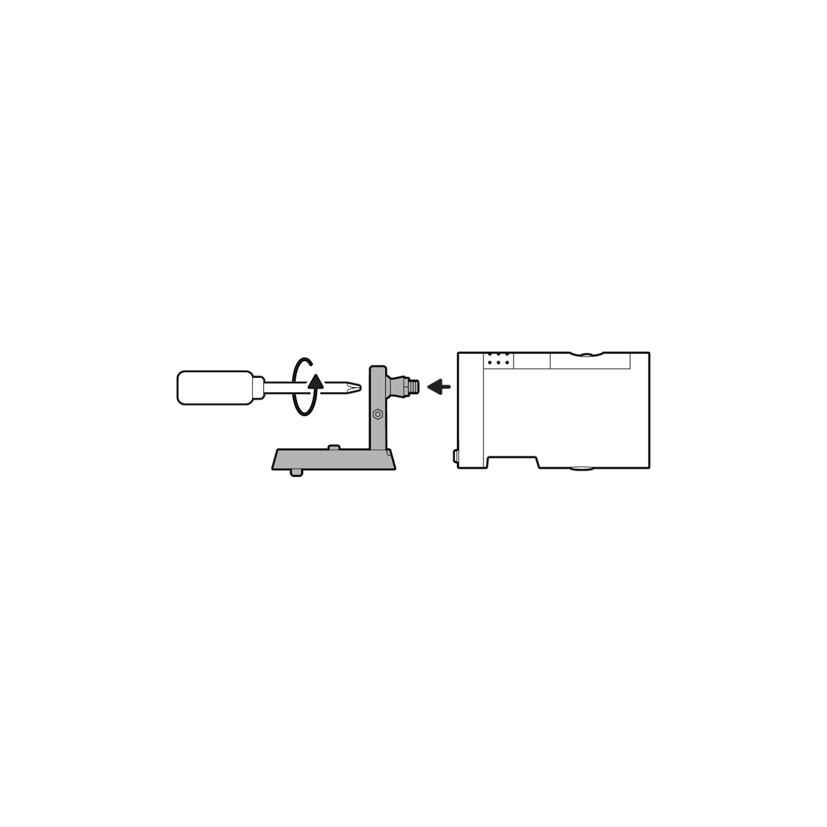Illustration of a screw driver unscrewing the screw to detach the camera mount from the battery cover.