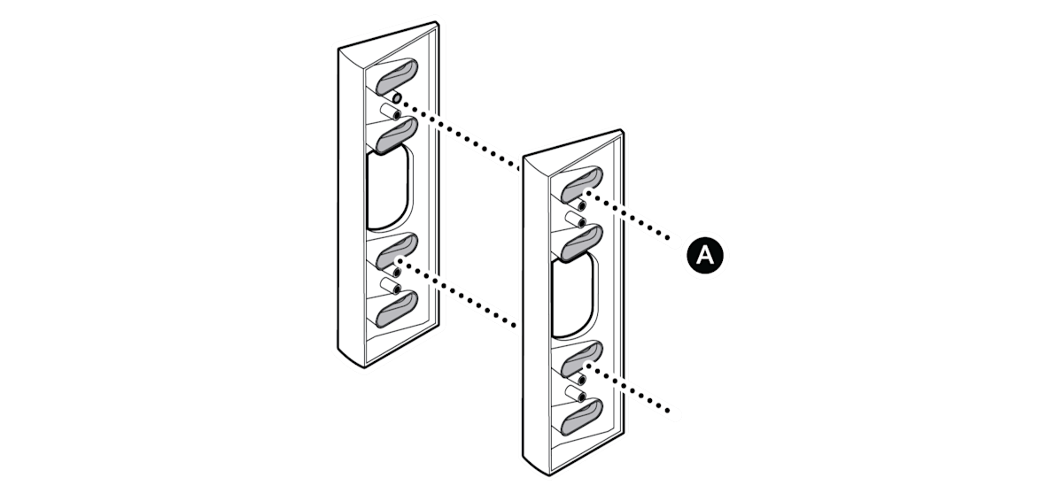 Diagram showing two corner kits installed atop of one another.