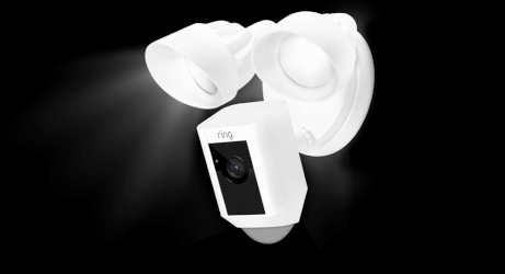 Floodlight Cam, Floodlight Cam Wired Plus, and Spotlight Cam setup mode light pattern white light flashing slowly.