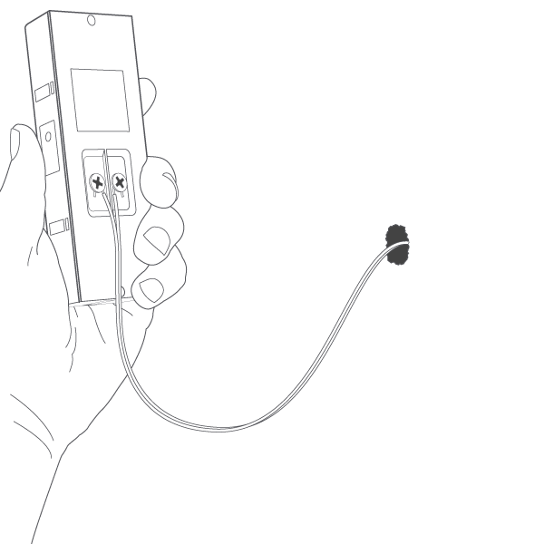 Illustration showing how to connect the power adapter wires to the wire terminals on the back of battery-powered doorbells. 