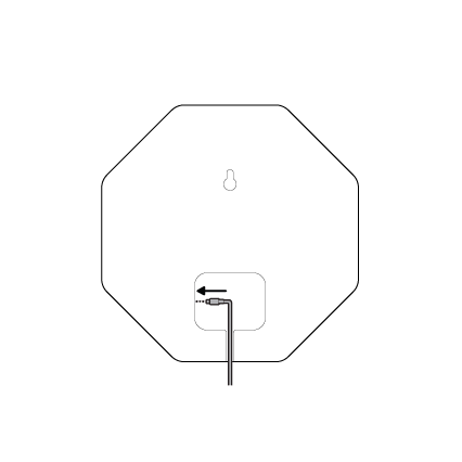 Illustration of the USB-C to USB-A cable connected to the Ring Indoor Illuminated Sign and power adapter.