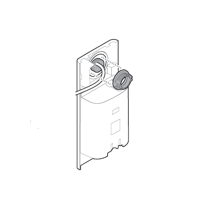Illustration of placing the included nut over the tube, ensuring the threads are aligned on the Peephole Cam 2K.