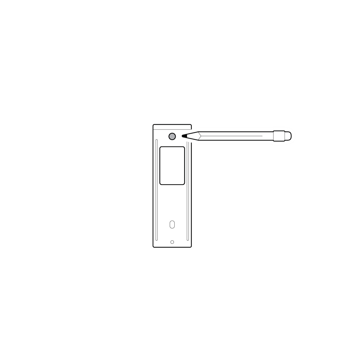 Pencil being used to draw a template using the mounting bracket 