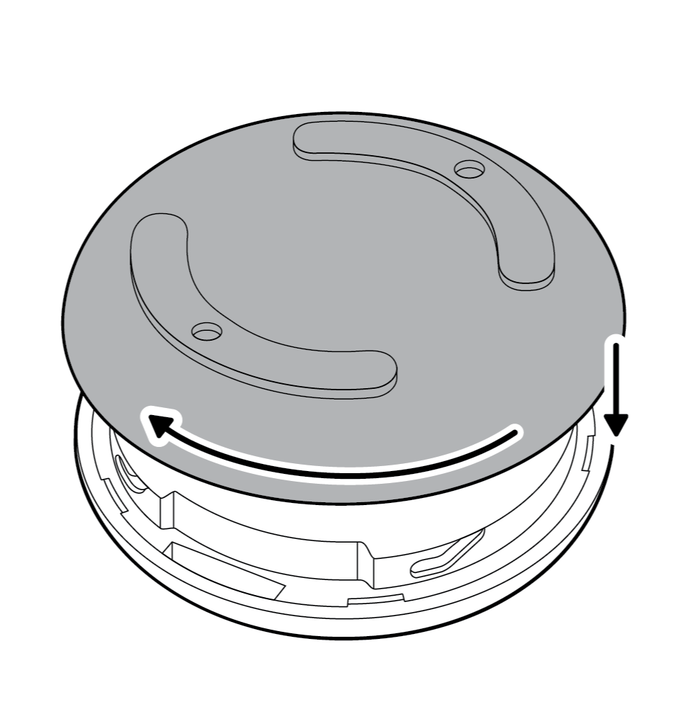 Illustration to show twisting the battery cover back on.