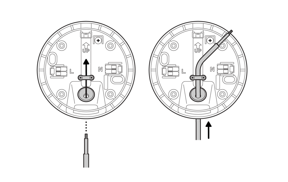 Illustration to show feeding of the wire through the grommet.