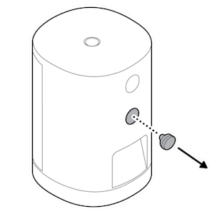An example of the center rubber cap on the back of the device being pulled out.