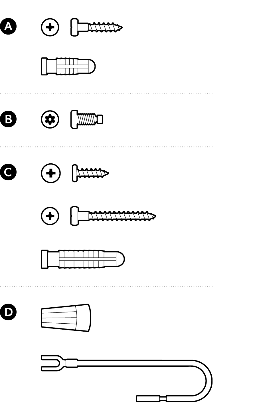 Included installation hardware for Battery Doorbell Pro.