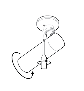Illustration to show rotating the camera and tightening the screw.