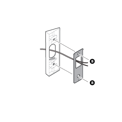An example of installing a mounting bracket to a wedge or corner mount, with wiring through the center.