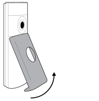 Diagram with arrow going upward to indicate the removal of the device faceplate. 