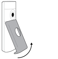 Diagram with arrow going upward to indicate the removal of the device faceplate. 