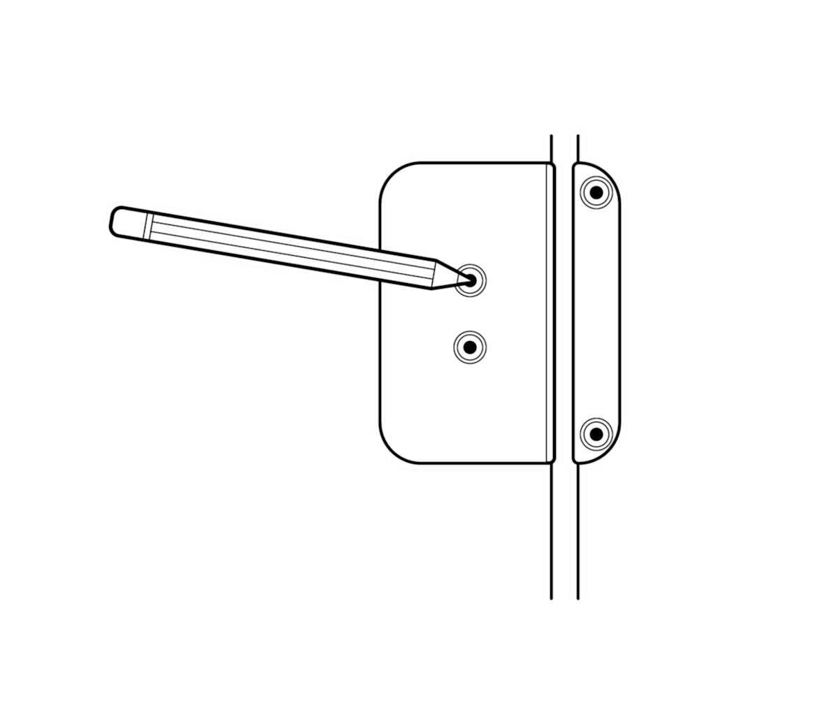 Illustration to show marking the screw holes with a pencil, using the mounting brackets as a guide.