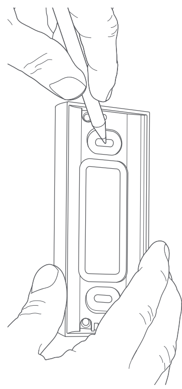 Illustration of marking the screw holes for installing a doorbell mount.