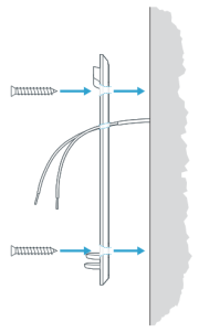 Illustration showing how to mount Ring Video Doorbell (2nd Generation) plate to wall. 