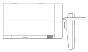 Illustration of the security screw location by the battery compartment of the Outdoor Cam.