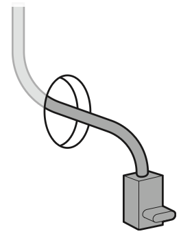Illustration showing to route the USB-C cable into the wall and through the hole.