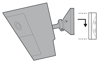 An illustration of the device being secured to the camera mount in the corner of a wall.