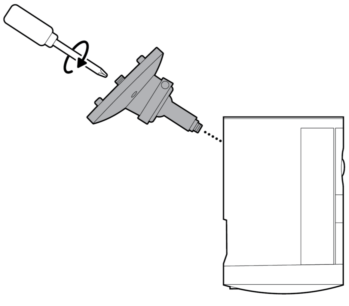 An example of the camera being mounted on a ceiling by sliding the the camera base into the installed wall mount.