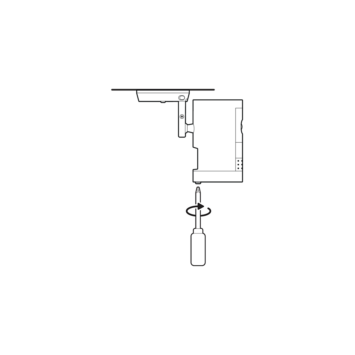 Illustration of a screwdriver tightening the security screw on the battery cover.