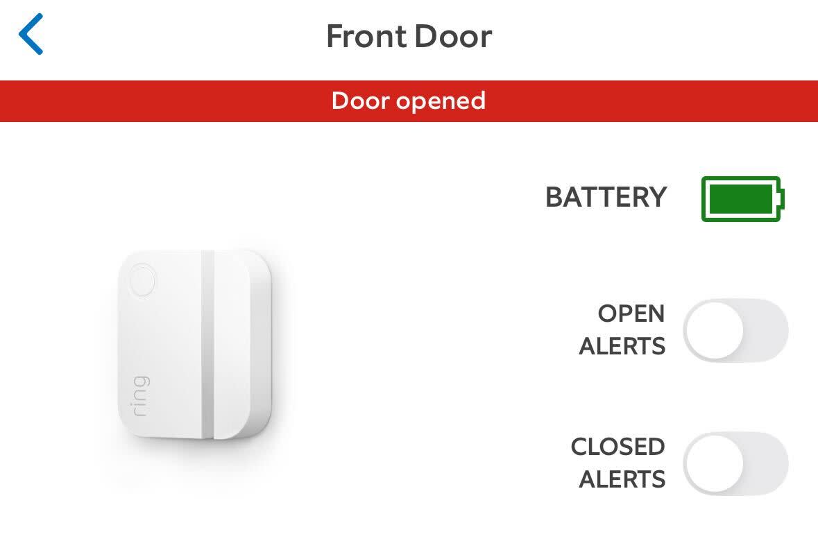 Illustration showing what a Faulted status of a Ring Alarm device will look like in the Ring app. 