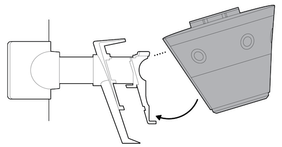 An illustration of the device being attached to the extended mount.