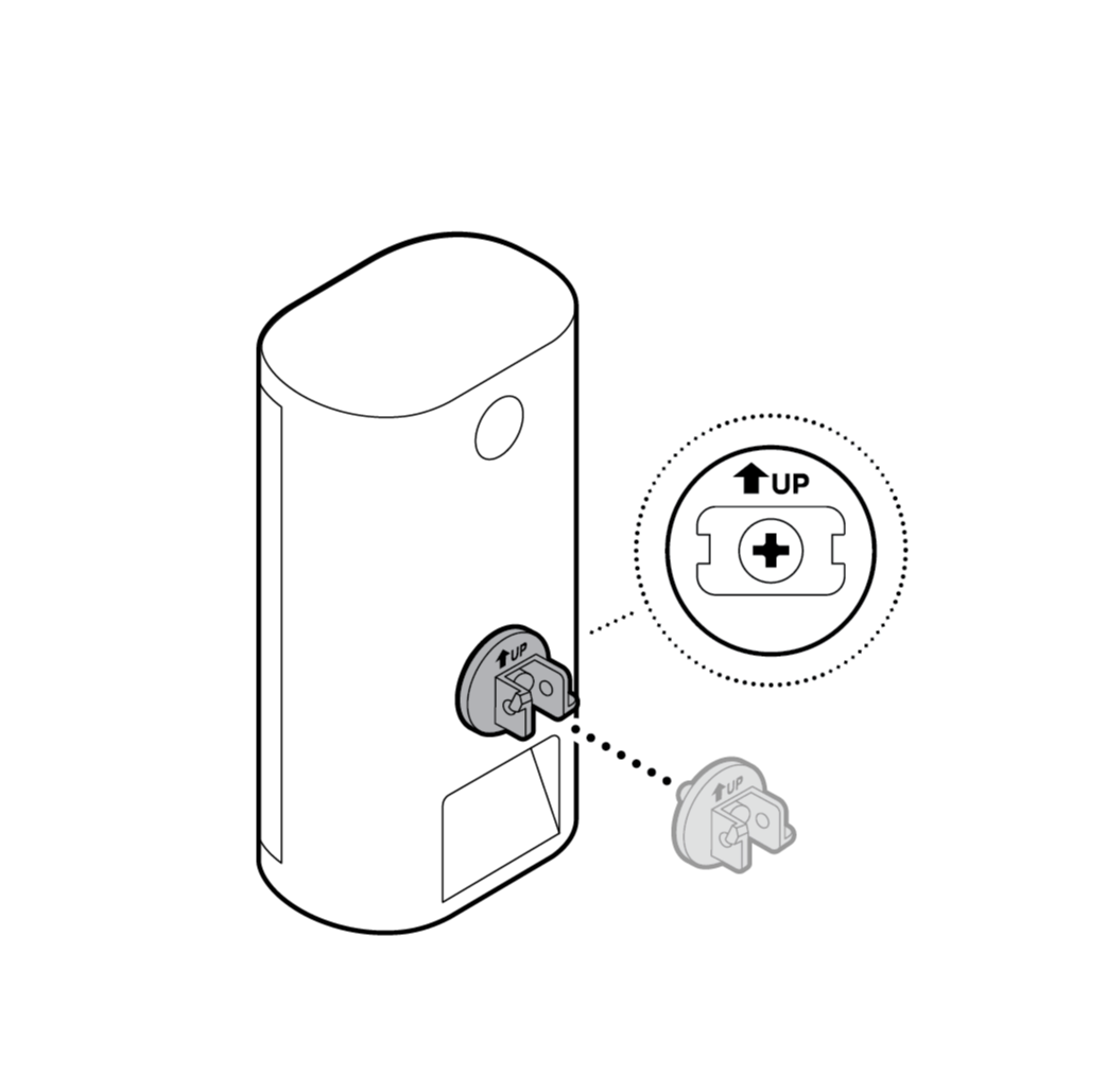 Illustration to show tightening the included hex joint onto the back of your camera, with
the UP arrow pointing up.