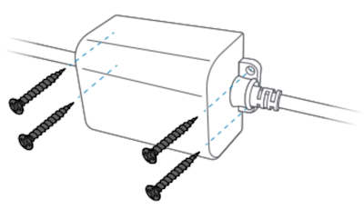 Illustration of securing the power adapter for the Outdoor Cam Plug-In.