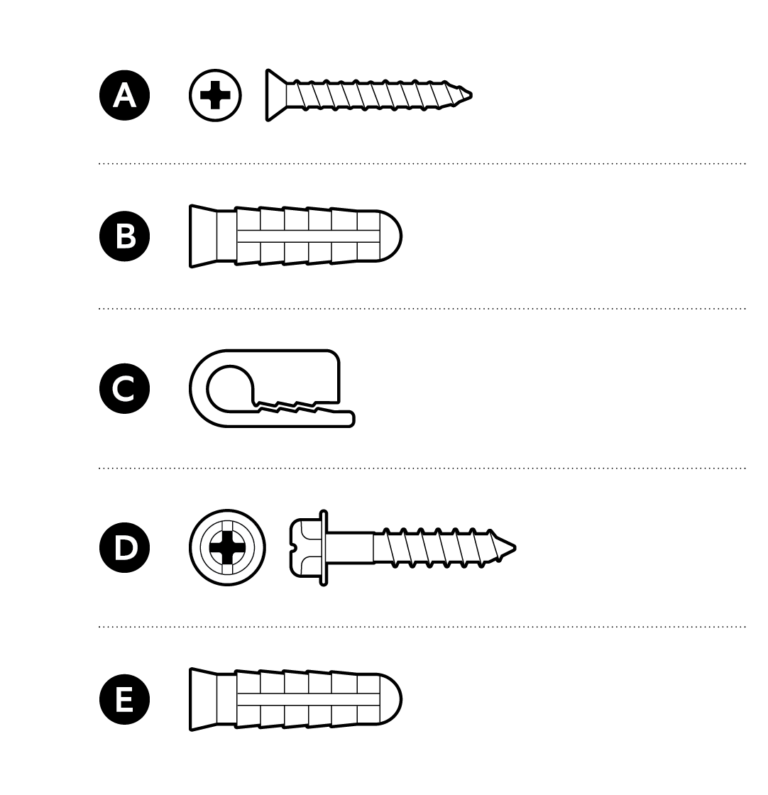 Illustration of the installation hardware.