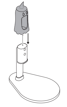 Outdoor Cam on the mounting bar with the Candy Cam cover above it and a dotted line and arrow pointing to the camera showing sliding the cover on. 