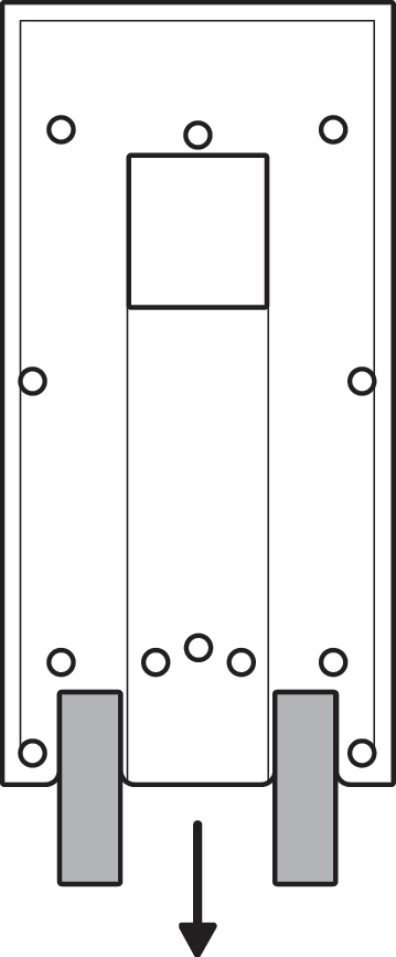 Illustration of how to pull down the No Drill Mount Adhesive Strips.