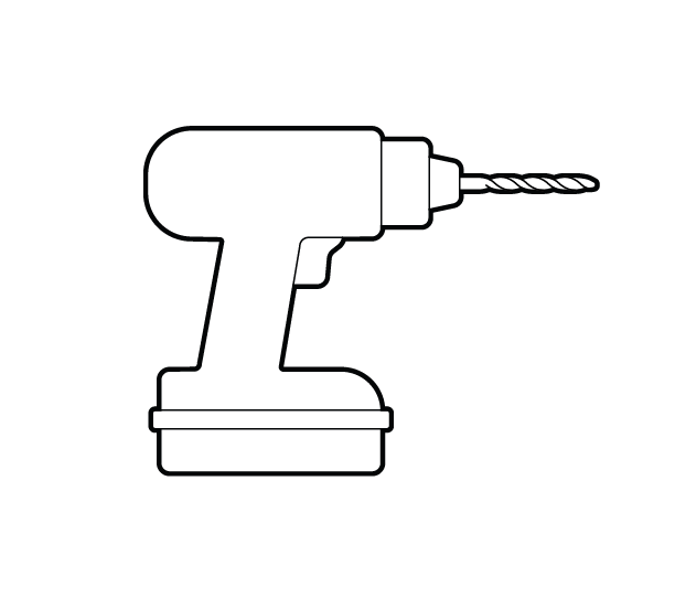 Illustration of a battery powered drill, recommended for installation.
