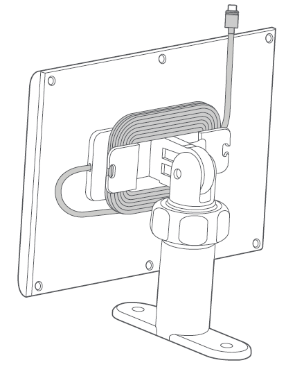 Illustration showing the excess cable wrapped around the cable holder and clipped into the cable stop.