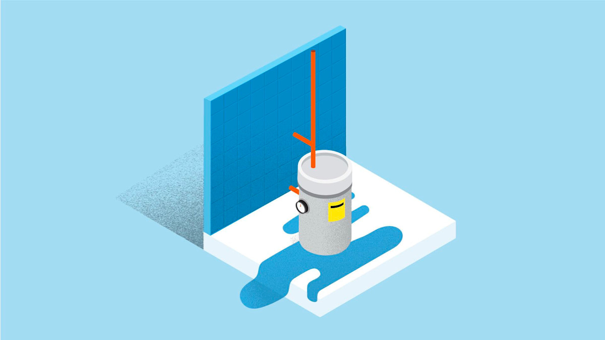 Leaking water tank illustration.
