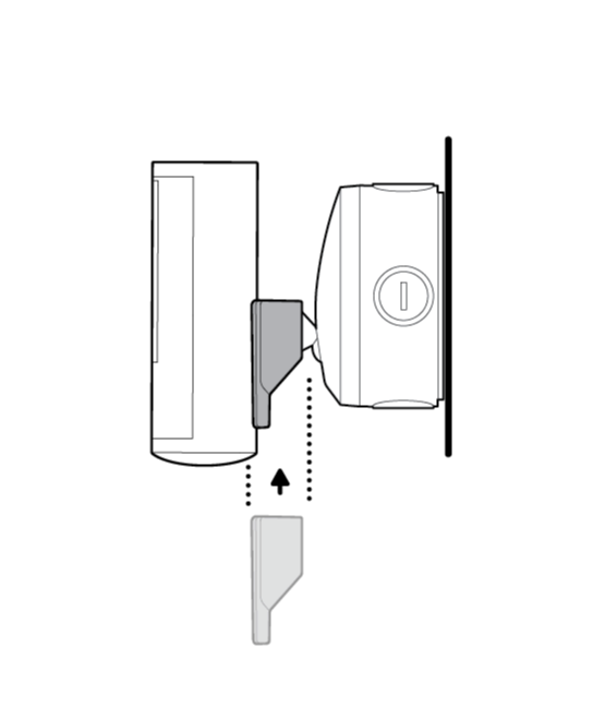 Illustration to show the installation of the decorative cover, by sliding it over the joint.