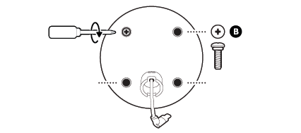 Technical diagram showing screw and bolt assembly steps