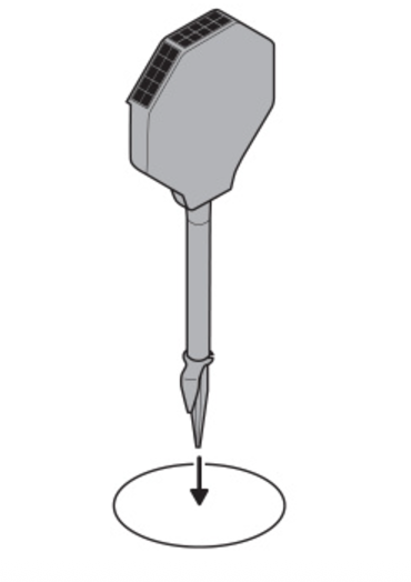 Illustration of the Ring Beacon with 2 poles and the stake attached for installation into the ground.