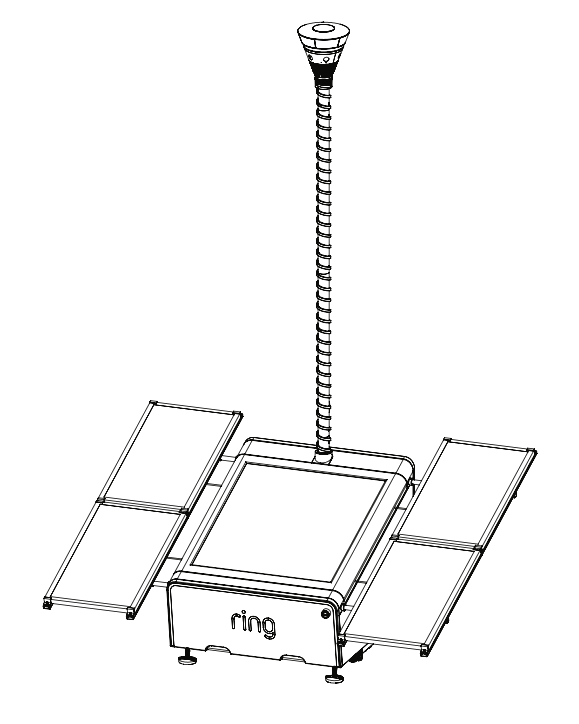 An illustration of the finished assembly, after repeating the installation steps for the Solar Panel on the other side of the Mobile Security Tower.