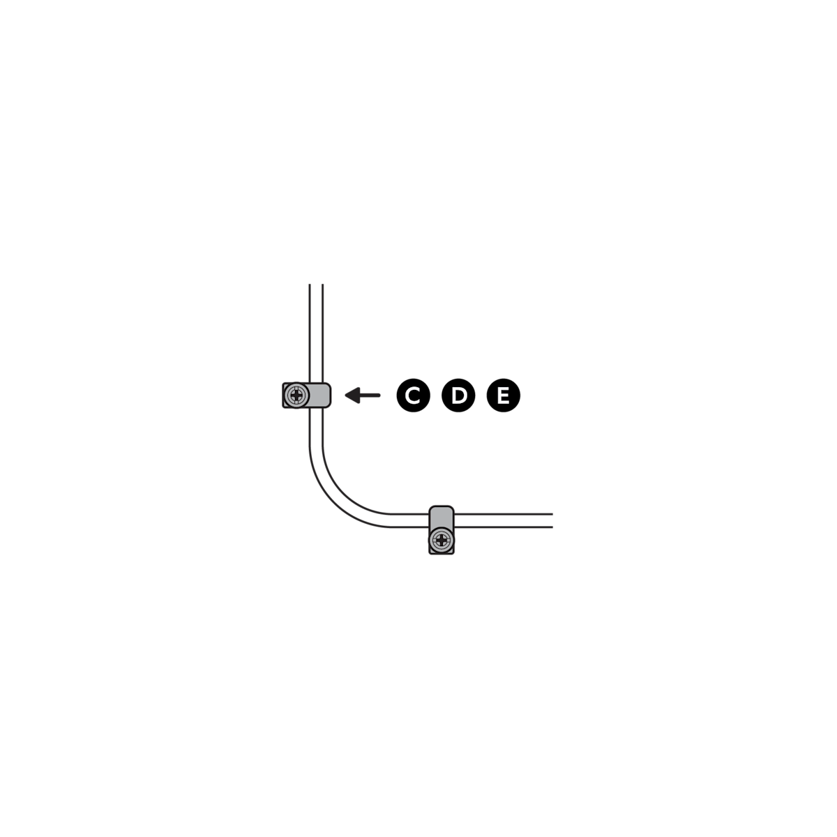 Illustration of excess wire being managed using the included cable clips.