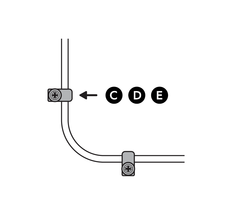 Illustration of excess wire being managed using the included cable clips.